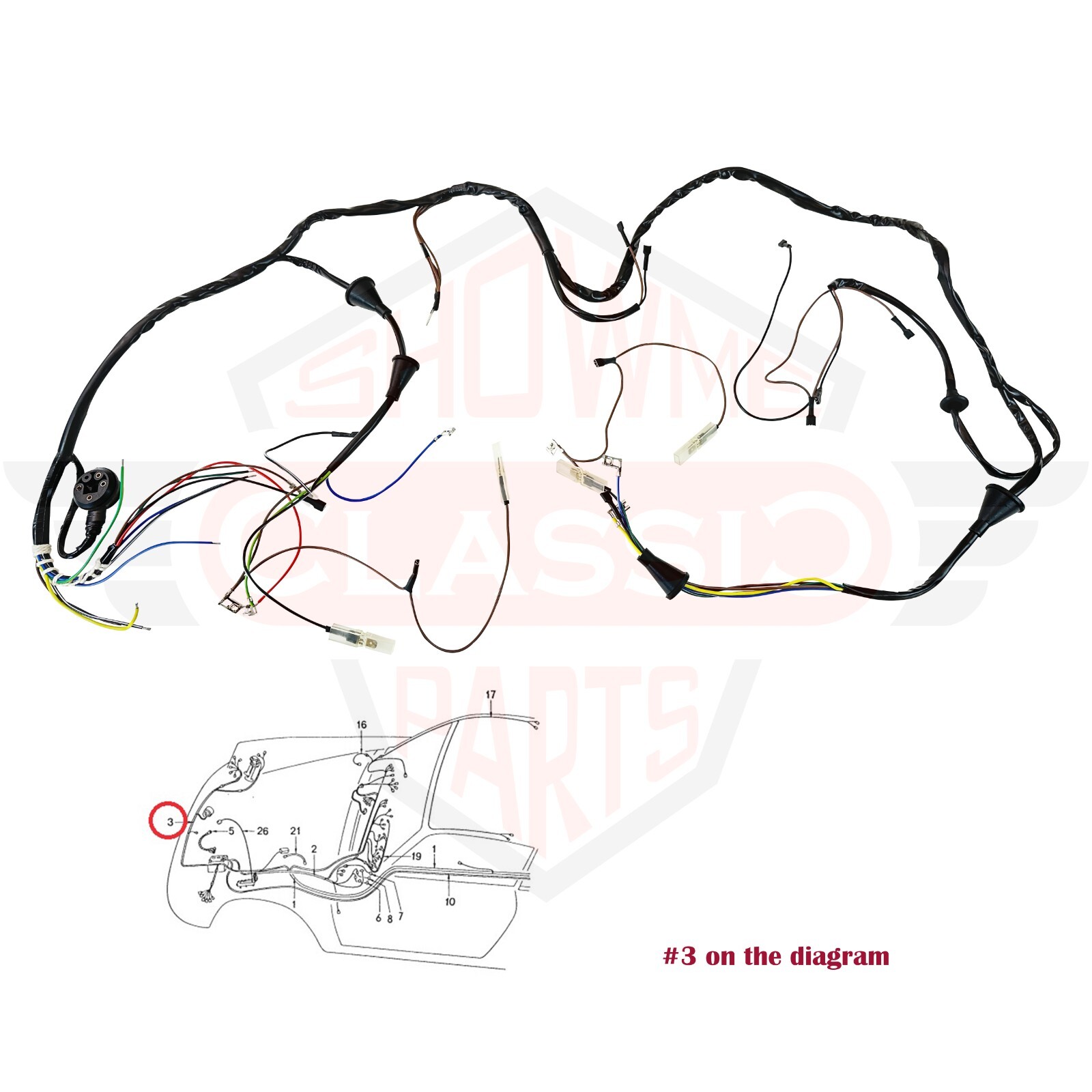 1974-1986 Porsche 911 Headlight Wiring Harness 91161200301