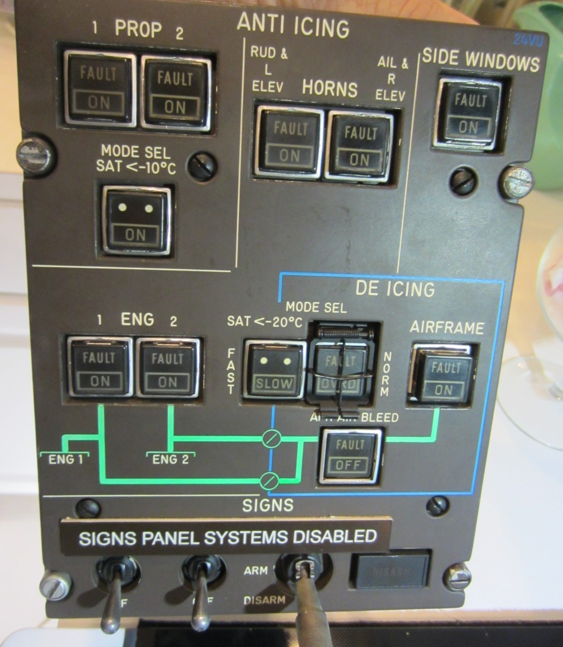 COCKPIT CONTROL PANEL ANTI ICE ATR 42 AIRCRAFT LOADED WITH VARIOUS BUTTONS COCKPIT CONTROL PANEL ANTI ICE ATR 42 AIRCRAFT LOADED WITH VARIOUS BUTTONS