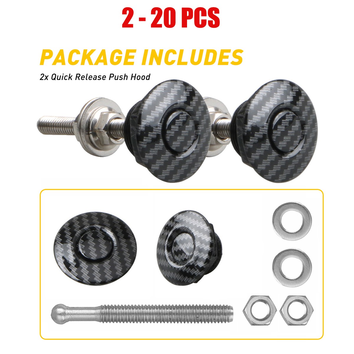Car Button Release 2-20X Quick Bonnet Hood Bumper Pins Lock Universal Clip Latch