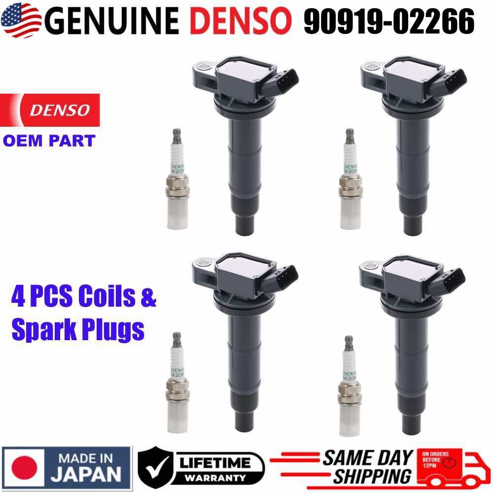 4 Pack  Denso Ignition Coil & OEM Spark Plug OEM For 2005-2008 Scion tC 2.4L L4
