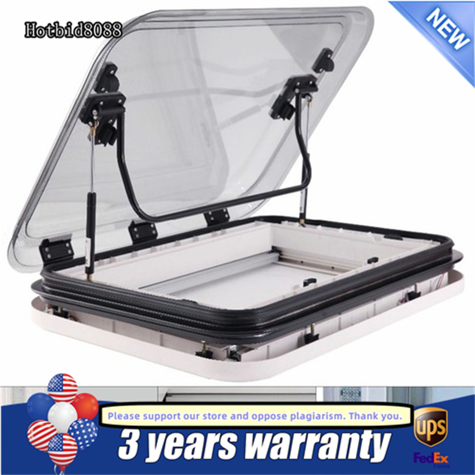 70° Camper Van Roof Window Caravan Roof Vent Hatch Roof Skylight W/ Led Light.