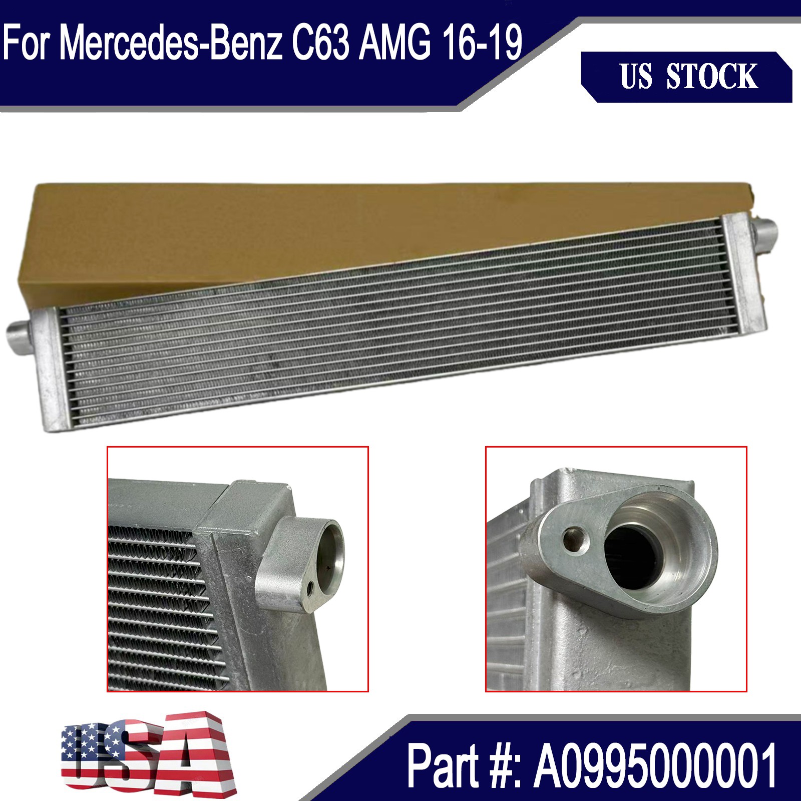 New Fits For Mercedes-Benz C63 AMG 2016 2017 2018 2019 Aluminum Oil Cooler