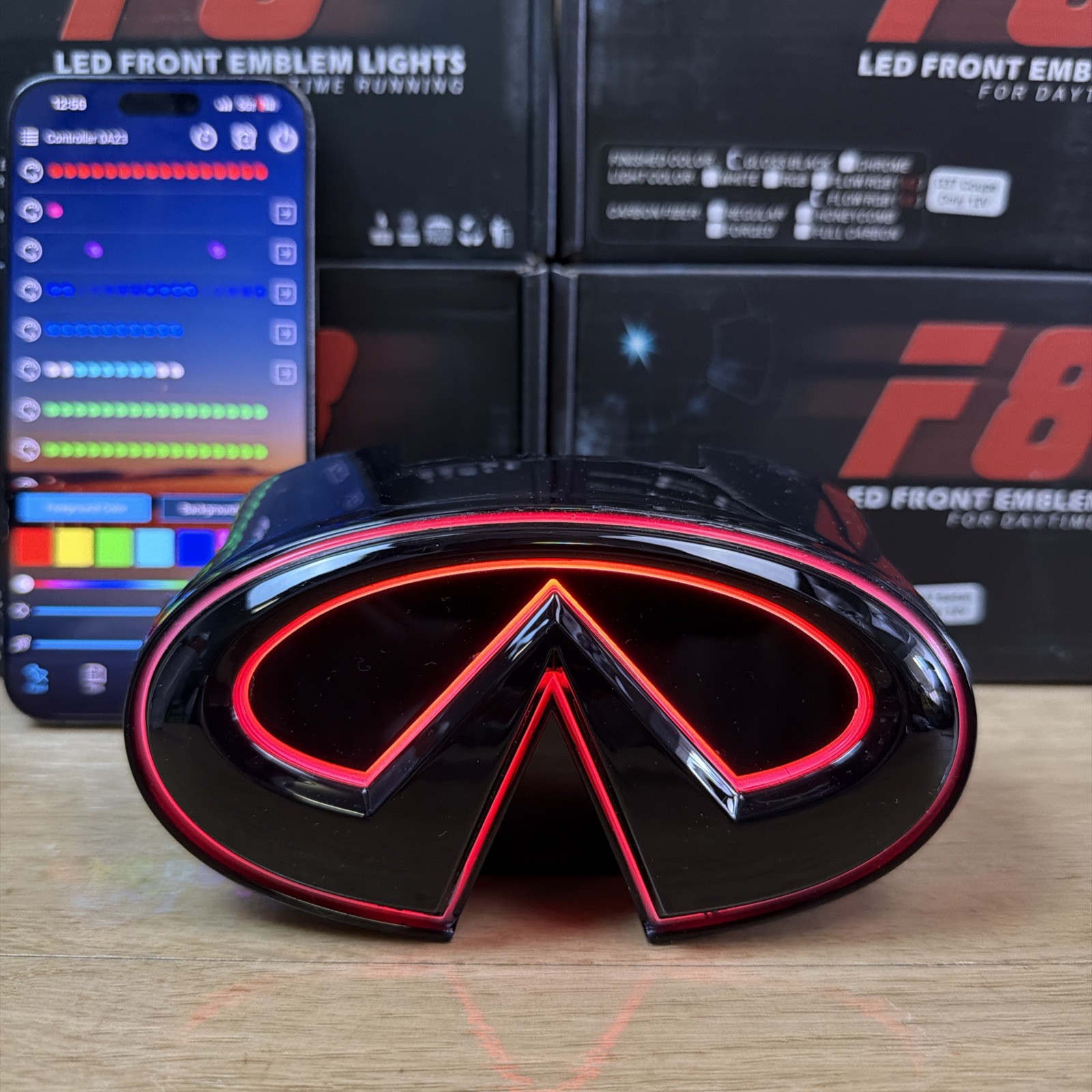 🟢2010-2013 INFINITI G37 GLOSS BLACK RGB Emblem MULTICOLOR SEDAN APP CONTROLLER