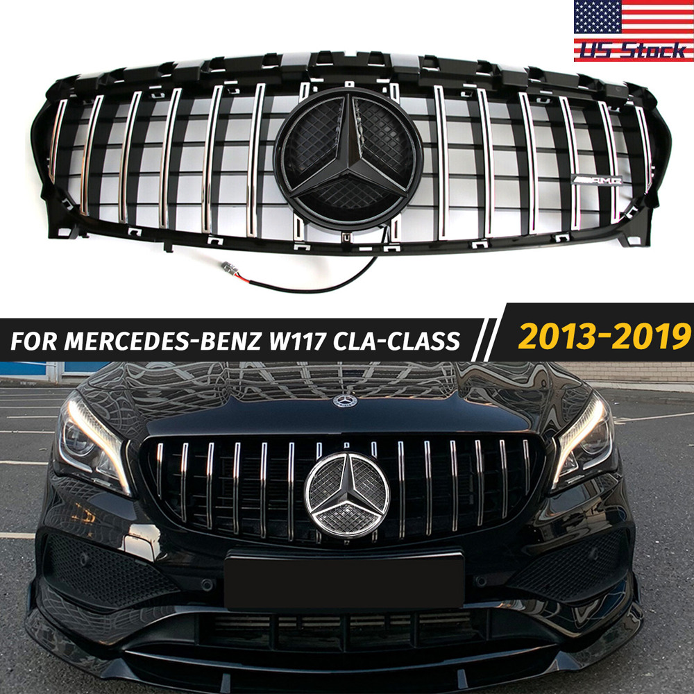 GTR Bumper Grill w/LED For 2013-2019 Mercedes Benz W117 CLA250 CLA200 Grille