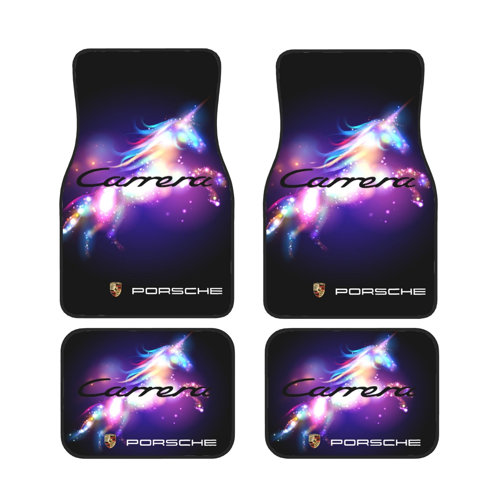 4 Piece Porsche Car Front & Rear Floor Mat Set Non-Slip Carpet Mats