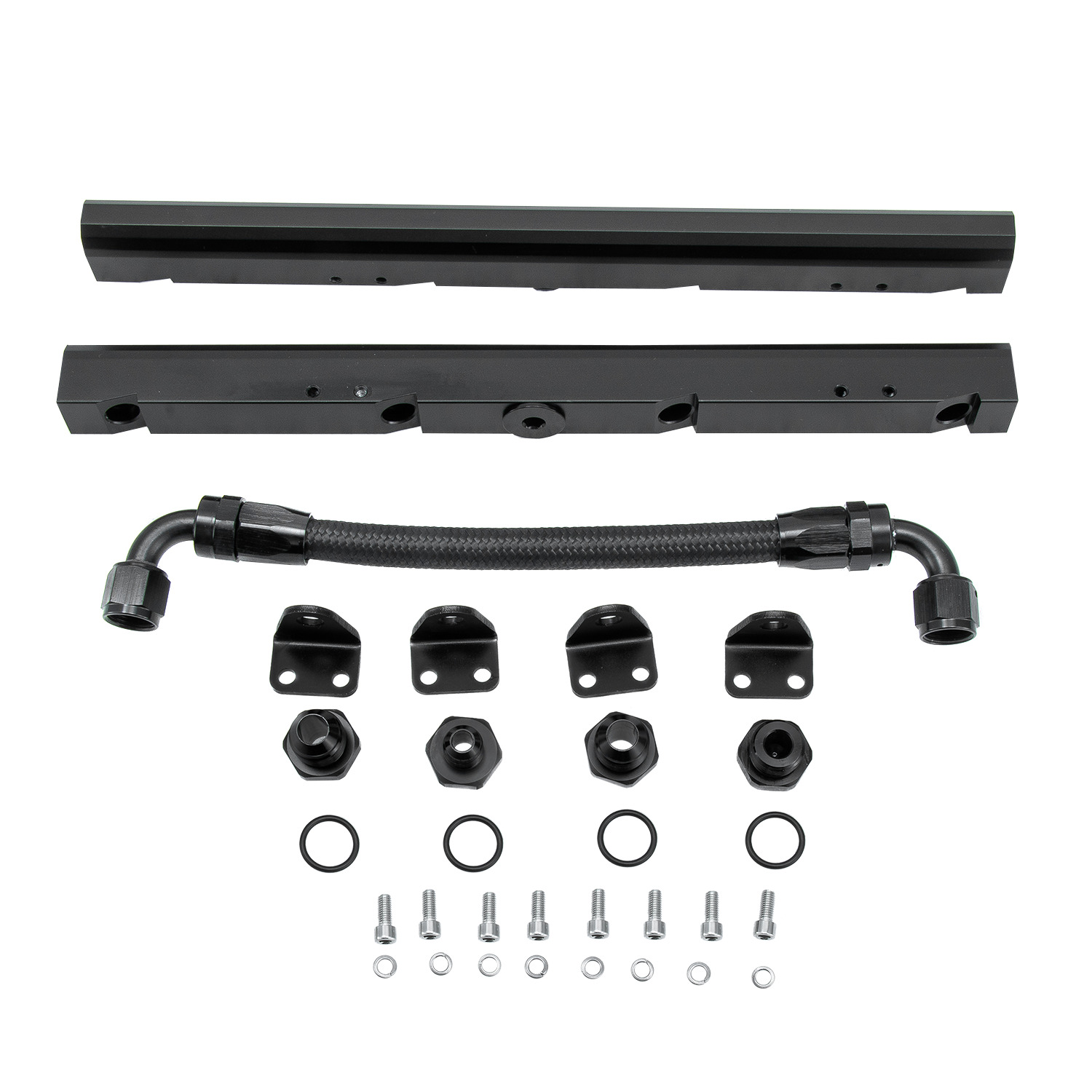 For LS1/ LS6 6AN High Flow Black Fuel Rails w/Fittings & Crossover Hose