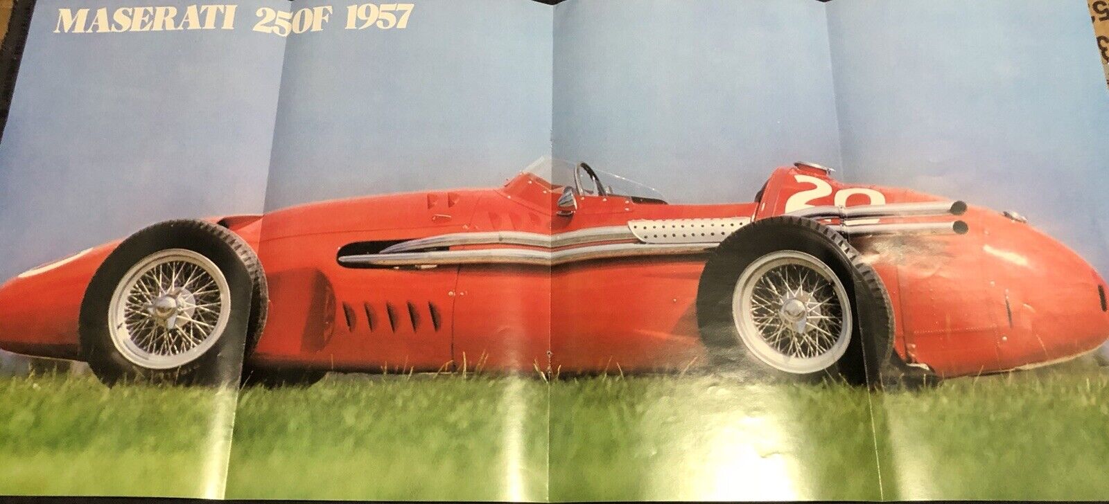 Vintage 1957 Maserati 250F Poster Brochure Rare Fold Out Advert T2 Stirling Moss