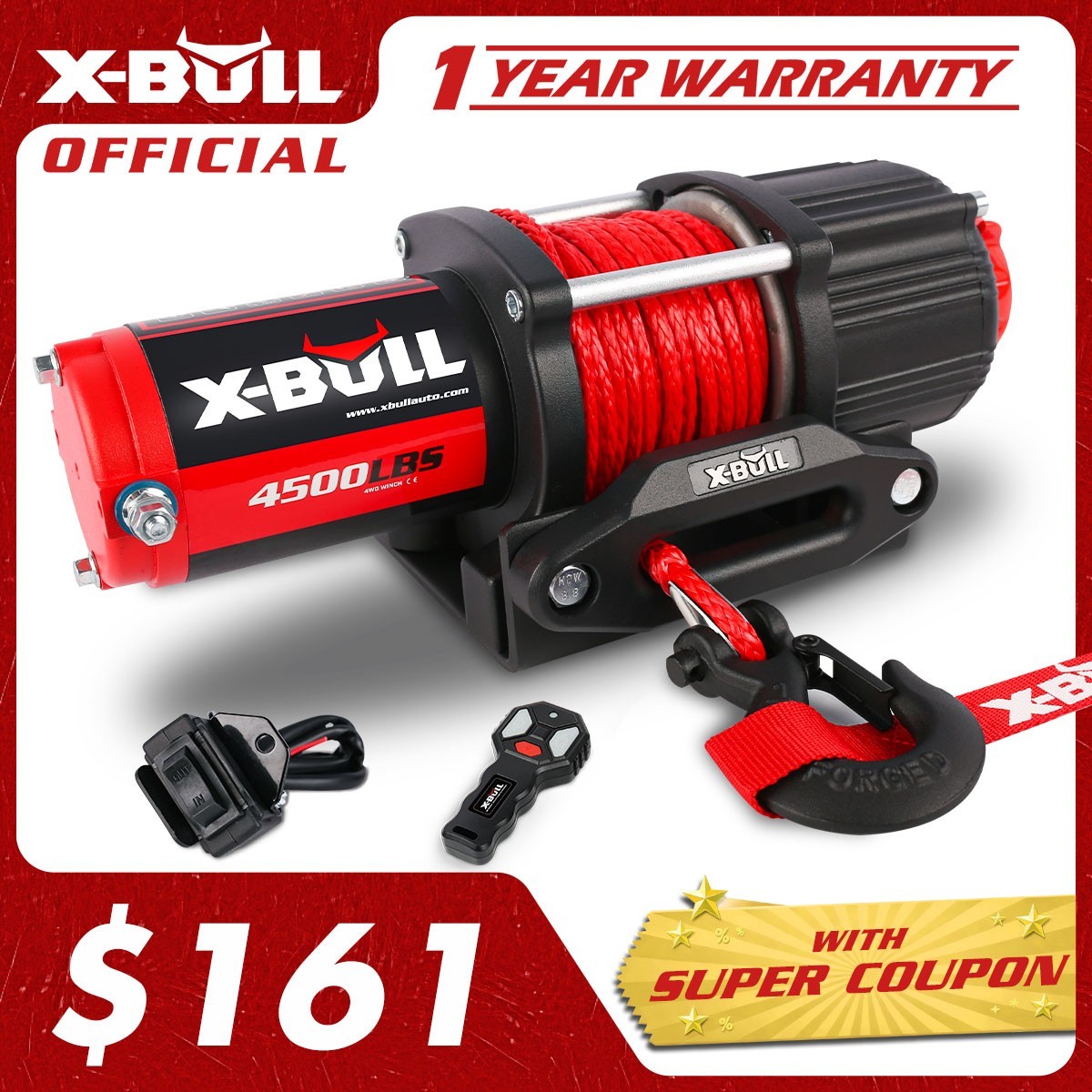X-BULL ATV Winch Kit Electric UTV Winch 3000LB 4500LB 5000LB Wireless Remote 4X4