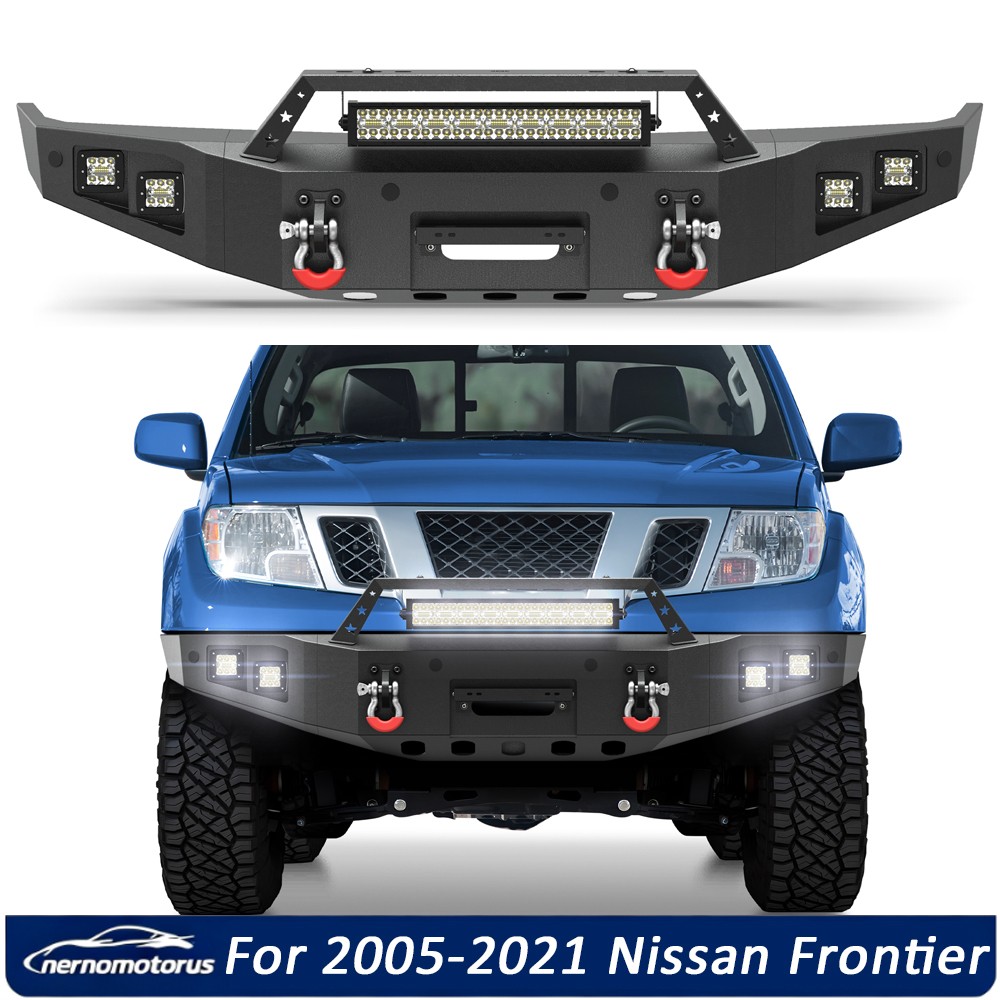 Front Bumper For 2005-2021 Nissan Frontier With Winch Plate &LED Lights &D-rings
