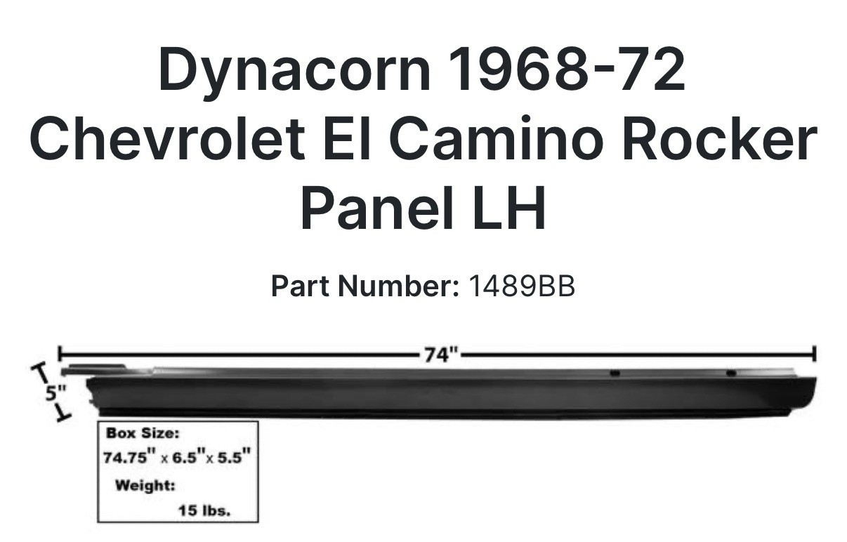Dynacorn Chevy El Camino 68-72 Rocker panel LH 1489BB