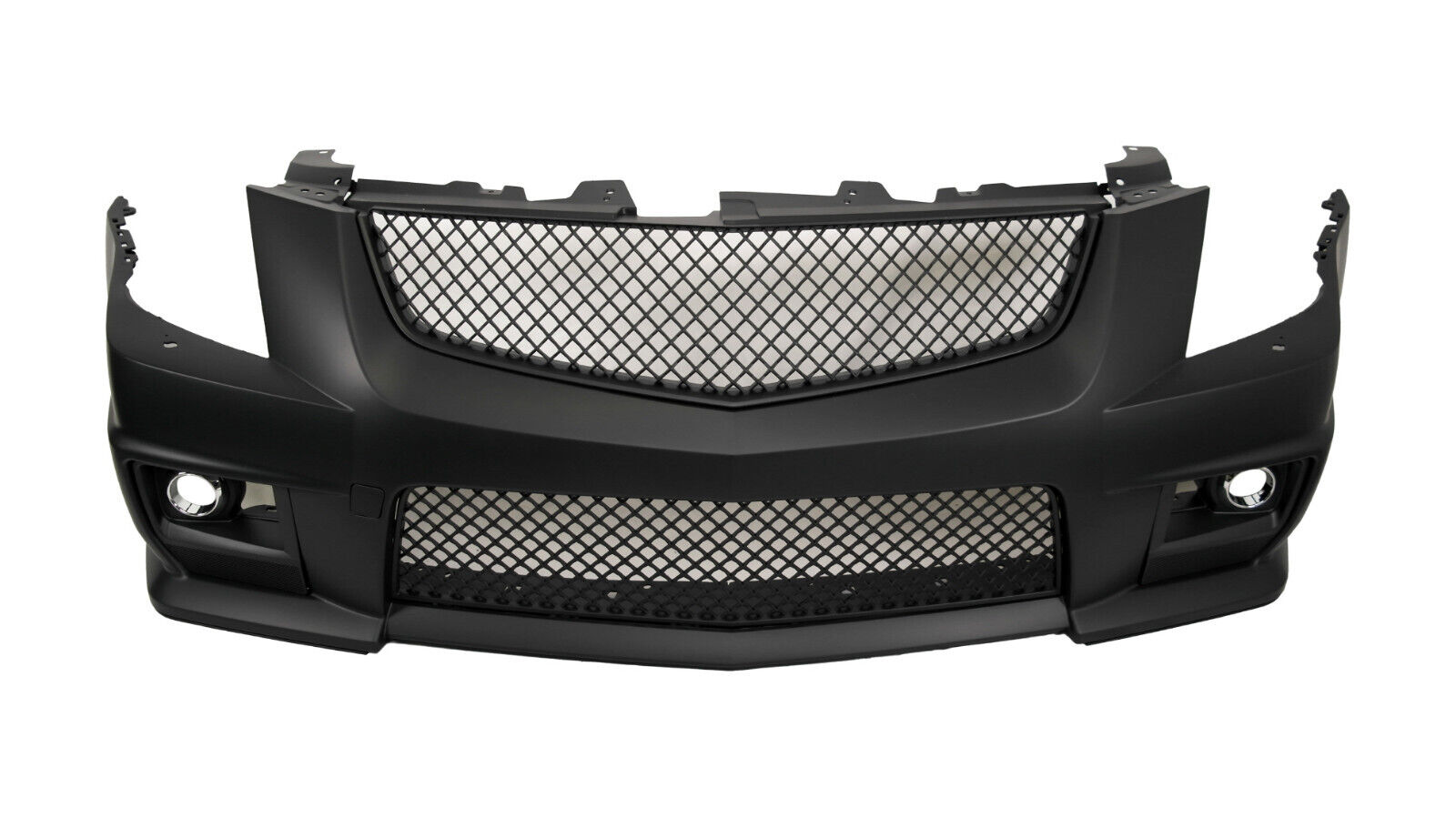 For 08-13 Cadillac CTS, V Style Front Bumper w/Black Front Grille+FOG Light