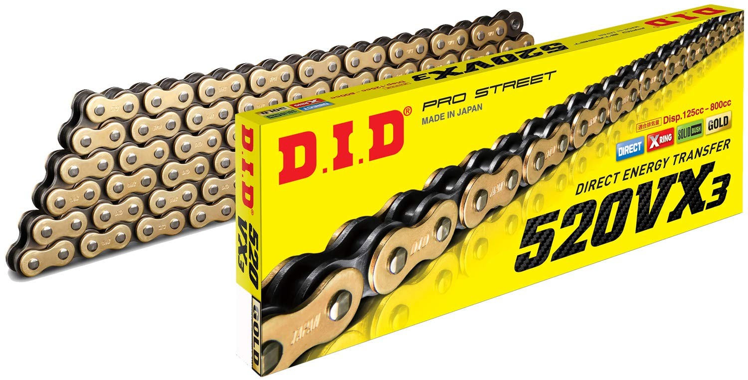 D.I.D DID 520 VX3 Gold X-ring Chain DID 520 VX3 108 Links 520VX3 NEW