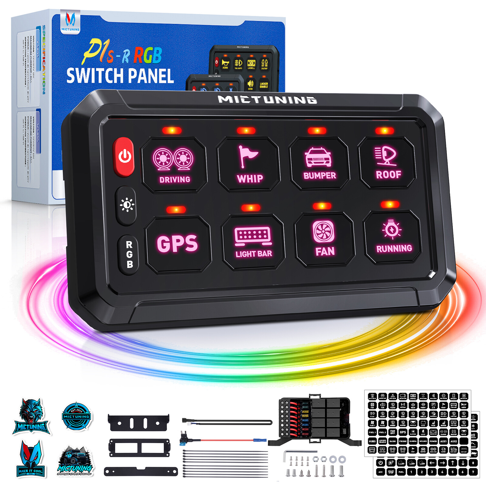 12v RGB 8 Gang On/Off Switch Panel LED Light Bar Circuit Relay System Car Marine 12v RGB 8 Gang On/Off Switch Panel LED Light Bar Circuit Relay System Car Marine