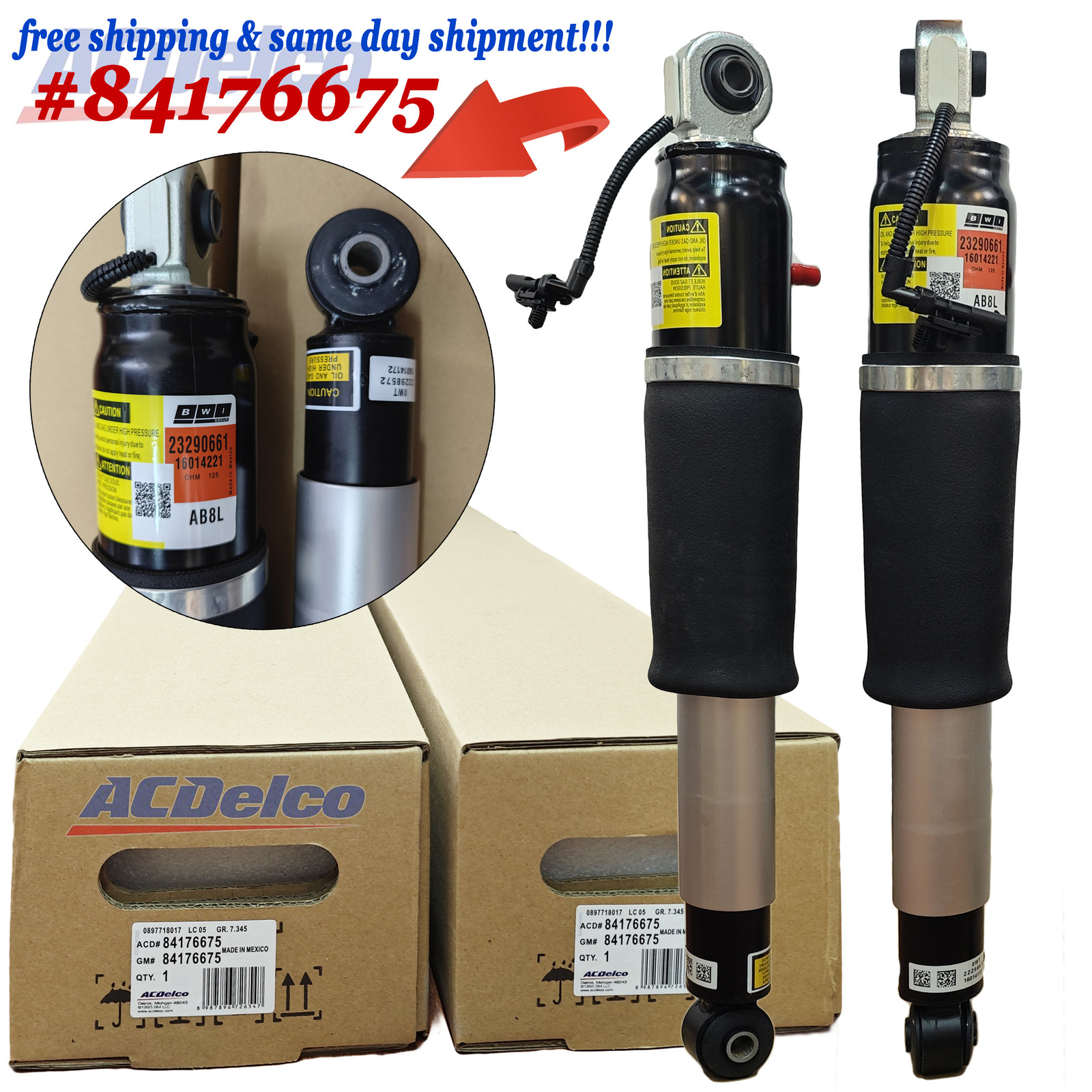 Genuine Pair REAR Air Shock Absorbers for 15-20 Escalade Suburban Tahoe Yukon