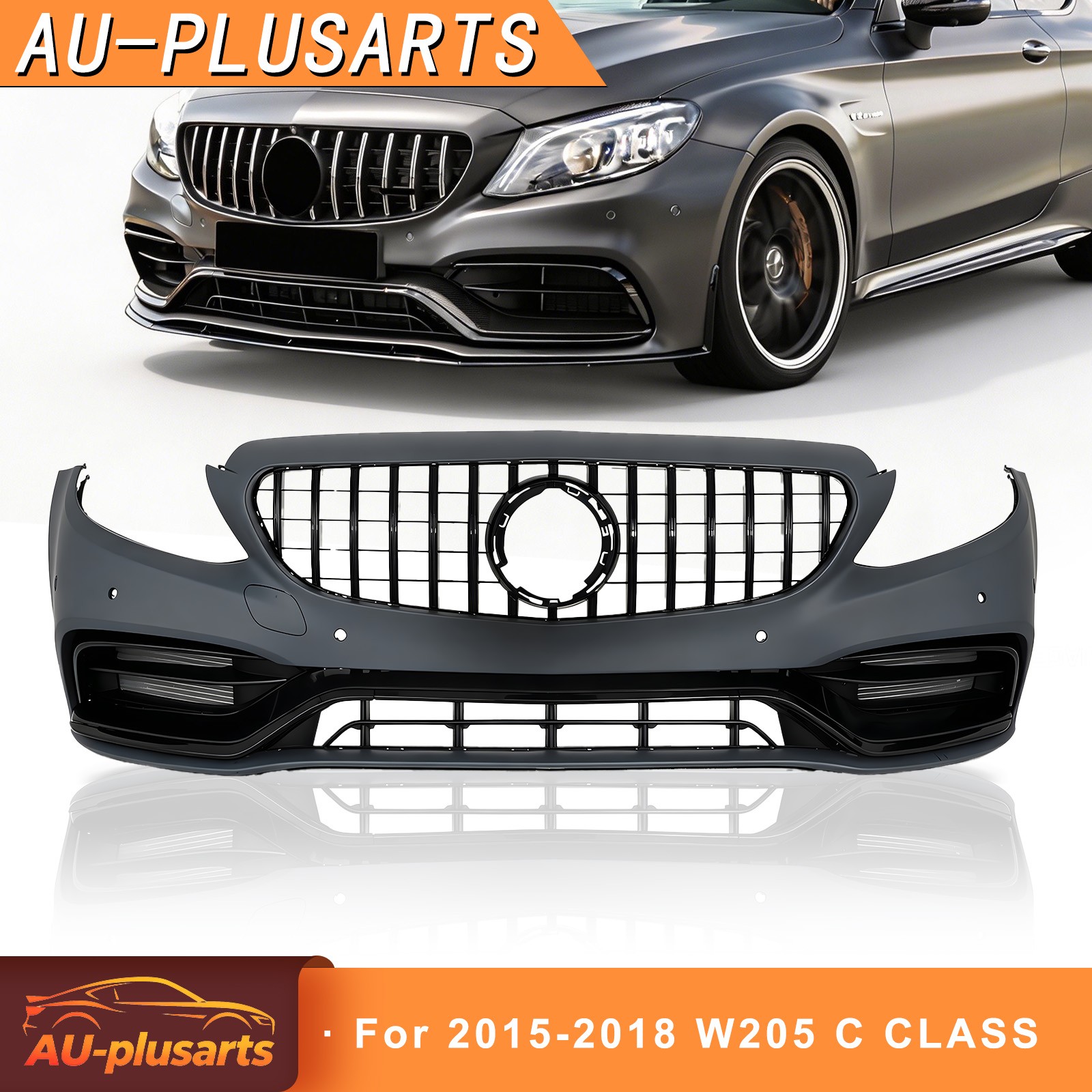 To 19 W205 C63 AMG Bumper Facelift Kit For 2015-2018 Mercedes Benz W205 C Class