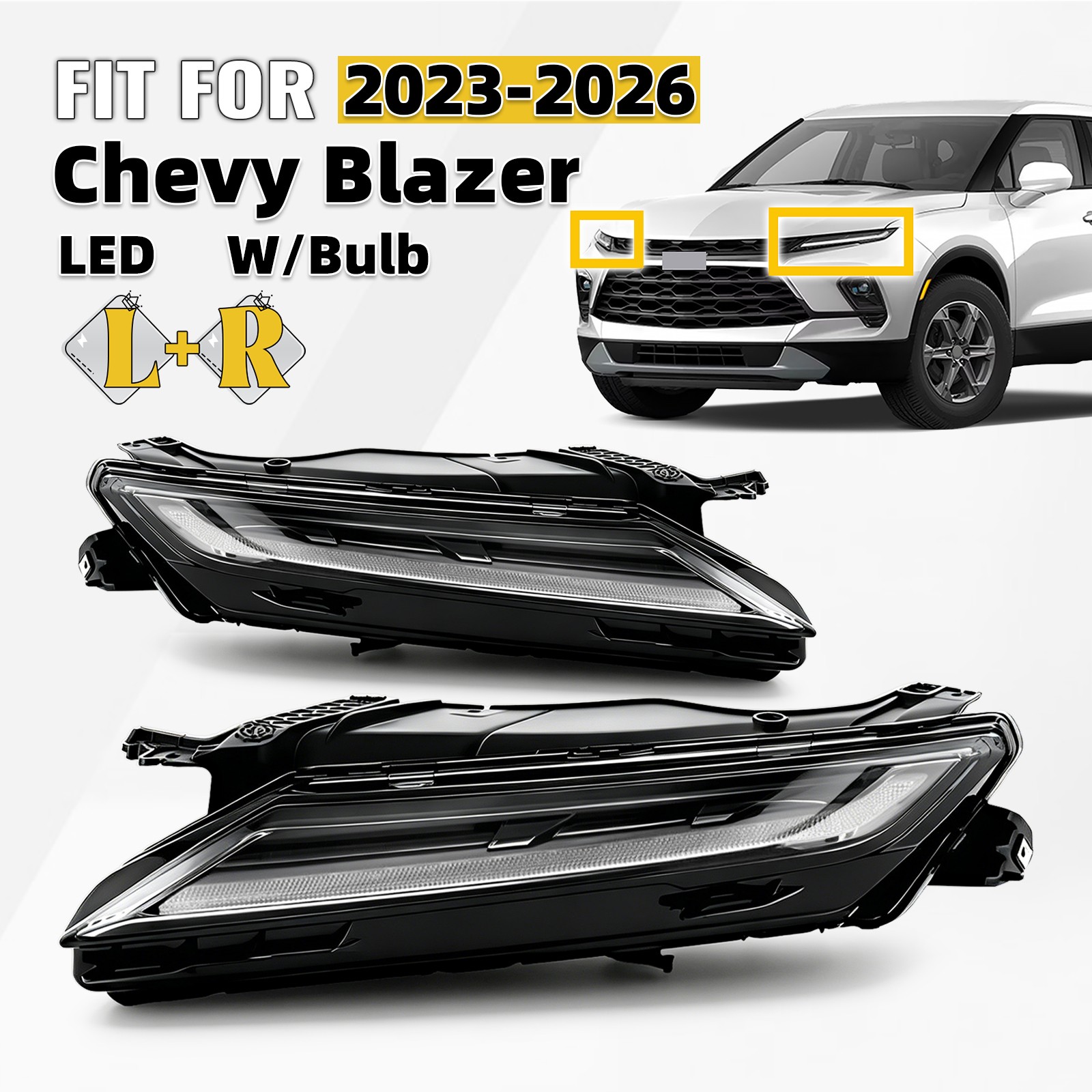 For 2023-2026 Chevy Blazer LED DRL Daytime Running Light Signal Light Left&Right For 2023-2026 Chevy Blazer LED DRL Daytime Running Light Signal Light Left&Right