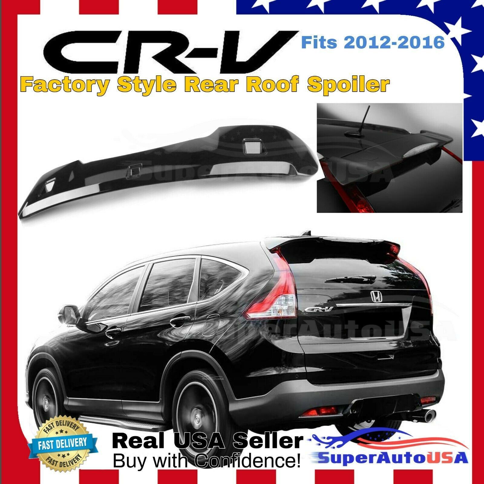 For Honda CR-V CRV 2012-2016 OE Factory Style Rear Roof Spoiler Wing Gloss Black