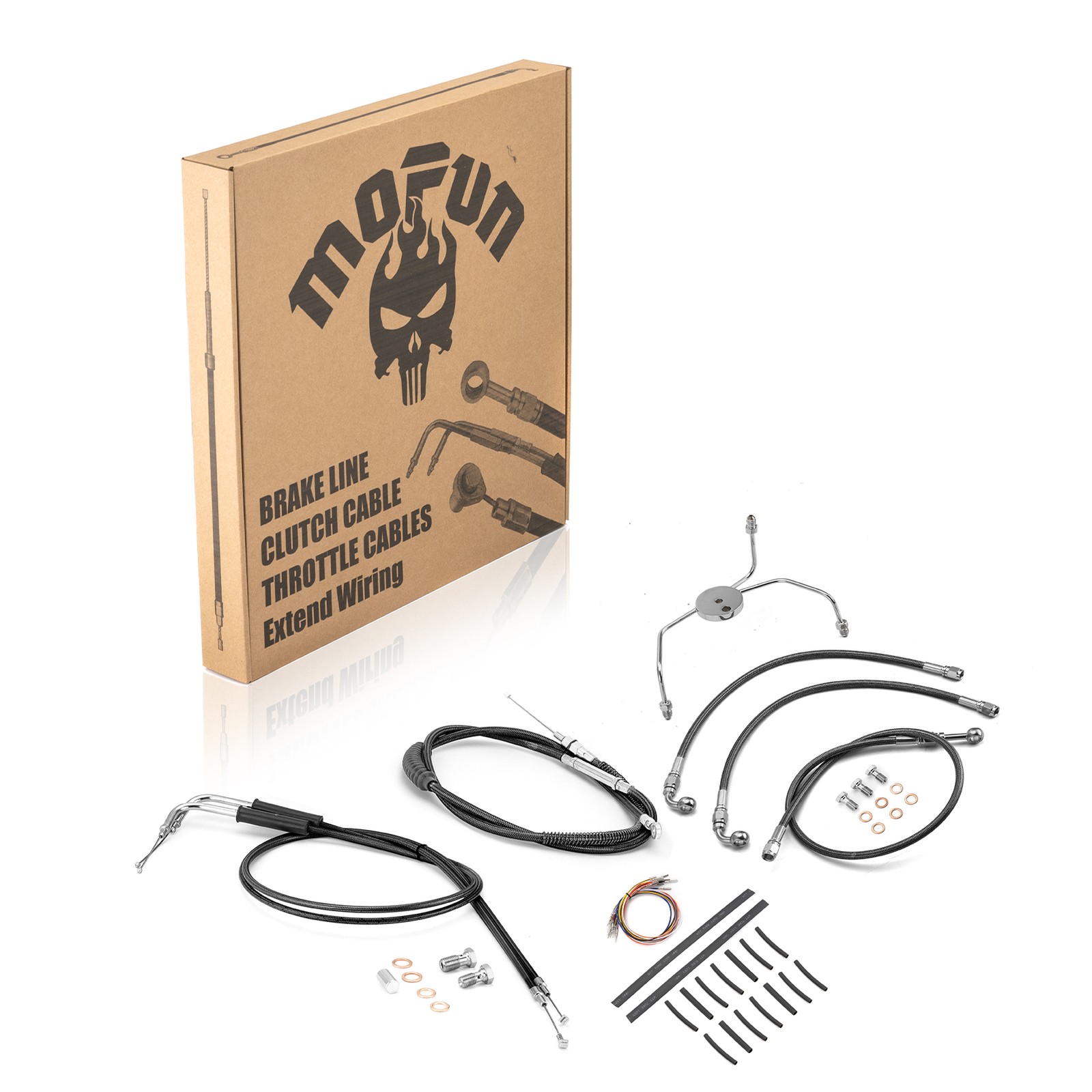 Black Extended Handlebar Cable Kit For Harley Touring 99-07 12