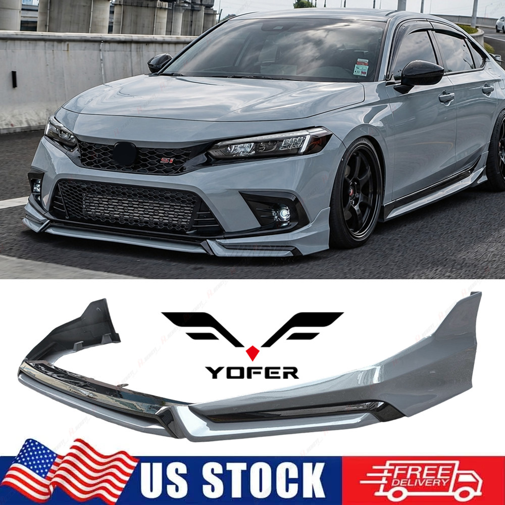 Yofer V3 Sonic Pearl Gray Front Bumper Lip Splitter Kit For 2022-24 Honda Civic