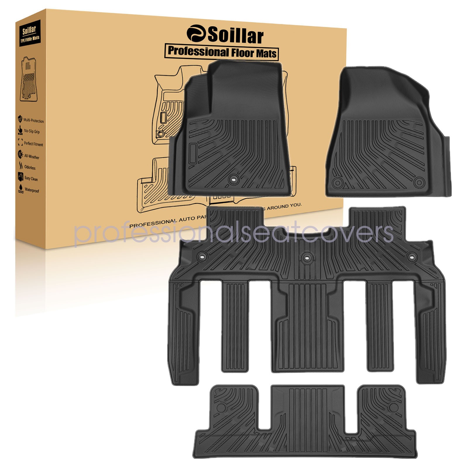 Floor Mats Liners For 2007-2017 Chevrolet Traverse / GMC Acadia TPE All Weather