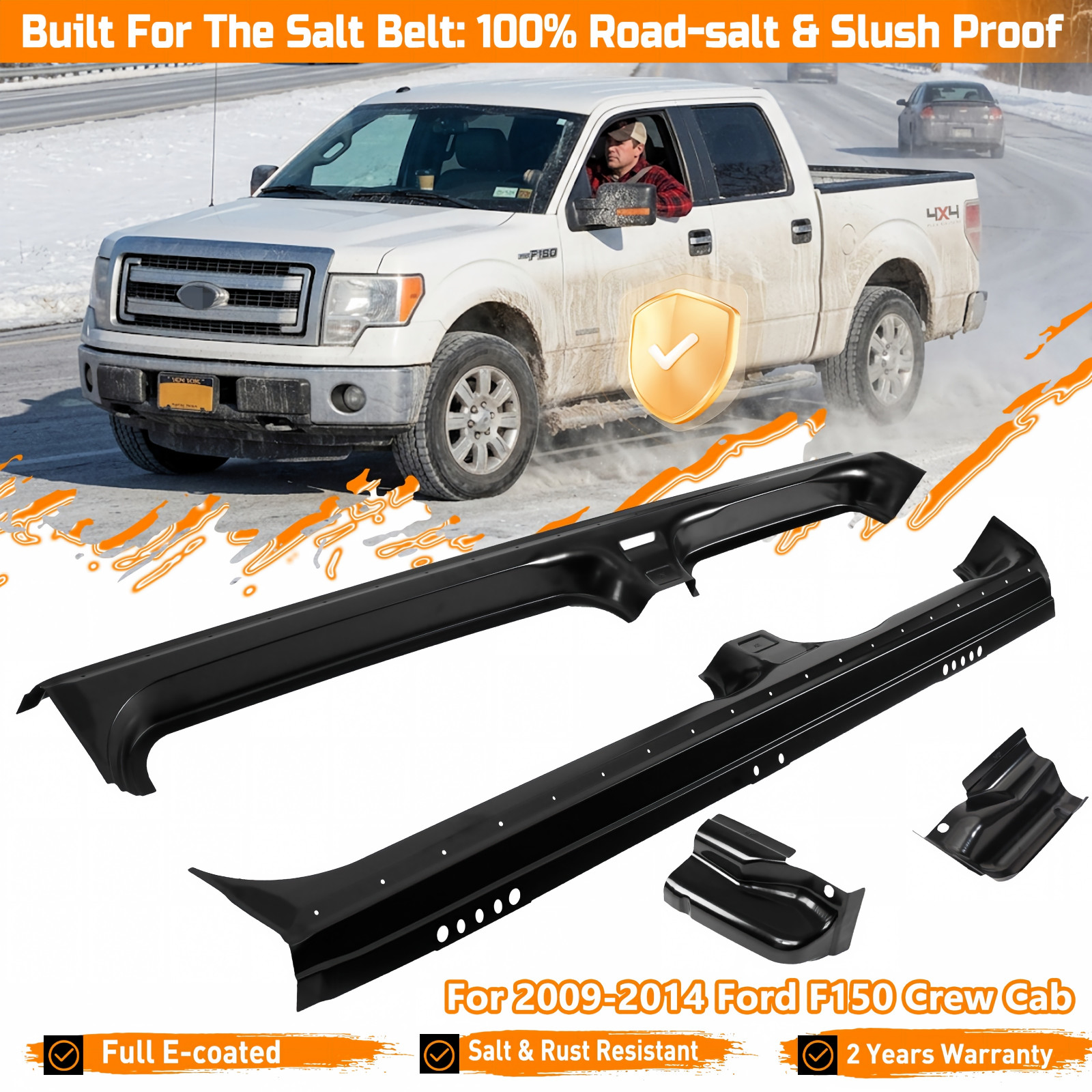 For 2009-2014 Ford Pickup F150 Rocker Panels and Cab Corners 4 Dr Crew Cab Lh Rh
