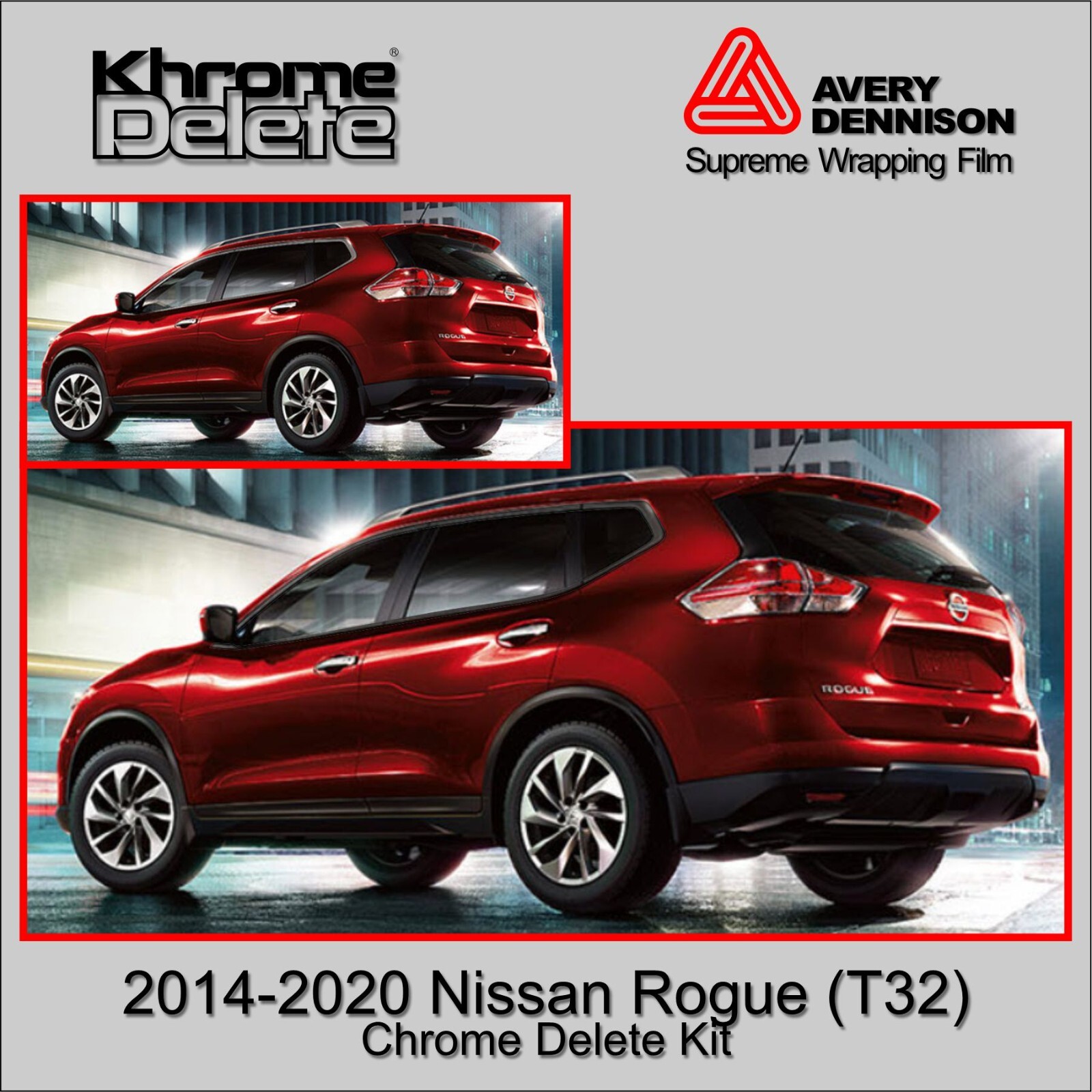 Chrome Delete Overlay fitting the 2014-2020 Nissan Rogue (T32 Body) Glossy Black