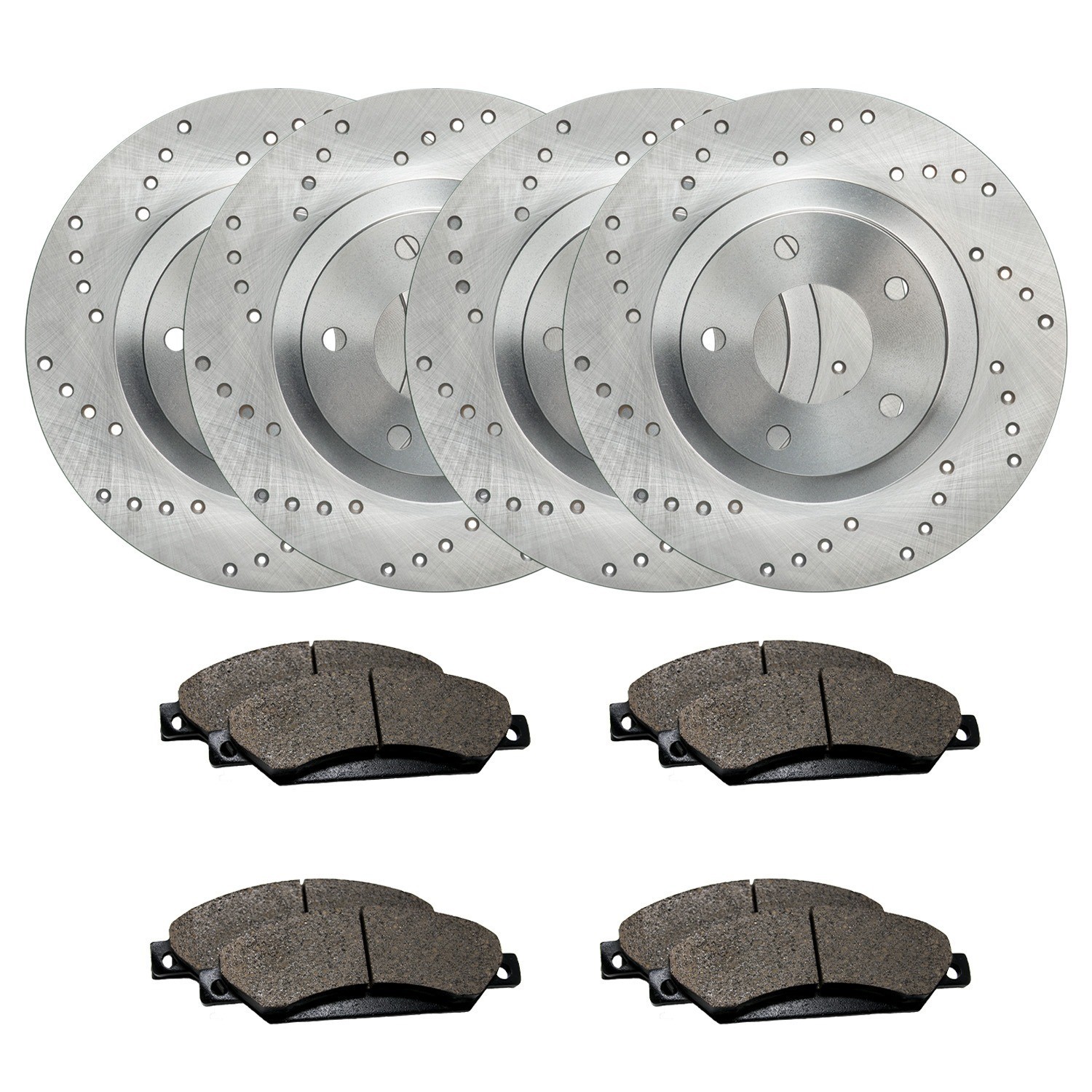 Front & Rear Drilled Brake Rotors + Pads for 2006 2007 BMW 323i 328i 325i