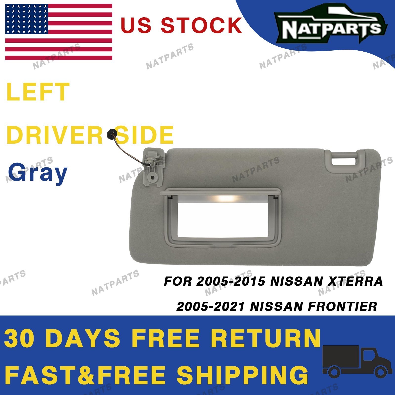 05-15 Nissan Xterra 05-21 Frontier Left Driver W/ Light Sun Visor 96401- EA002