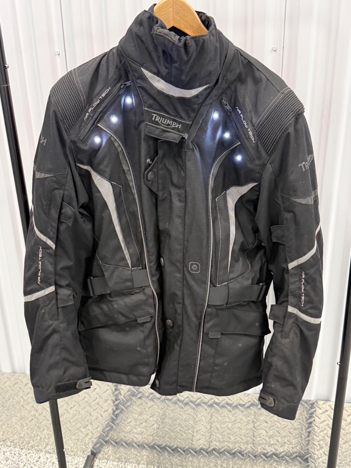 Triumph Sympatex Light LED Motorcycle Jacket Large Armored Lights Work