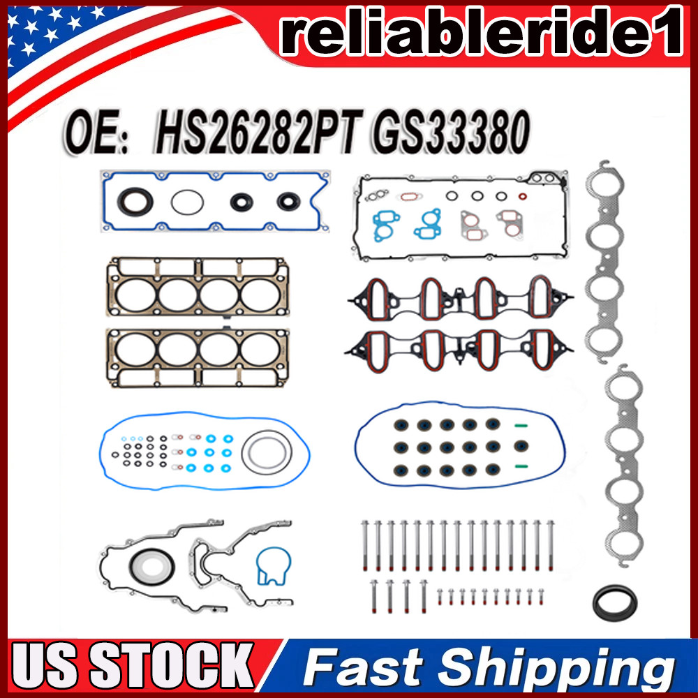 Full Head Gasket Set with Cylinder Bolts for Chevy Silverado GMC Sierra 5.3L 4.8