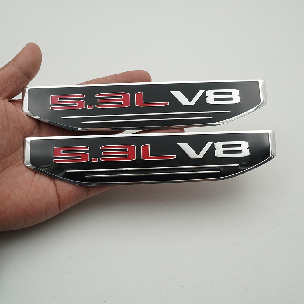 For 2019-2026 5.3L V8 1500 Insert Side Fender Vent Metal Emblems Pair For 2019-2026 5.3L V8 1500 Insert Side Fender Vent Metal Emblems Pair