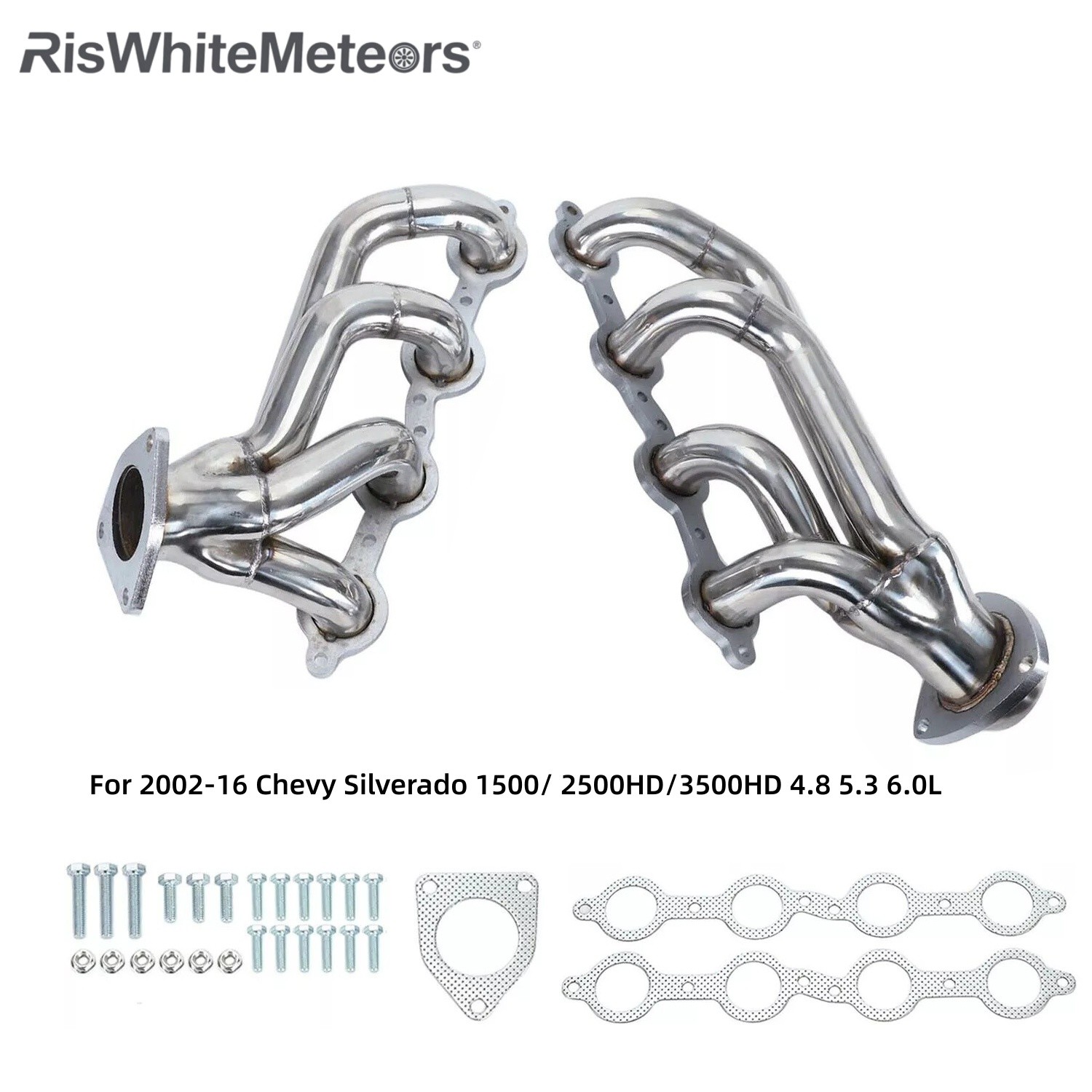 2pcs Exhaust Headers for 2002-16 Chevy Silverado 1500 2500HD 3500HD 4.8 5.3 6.0L