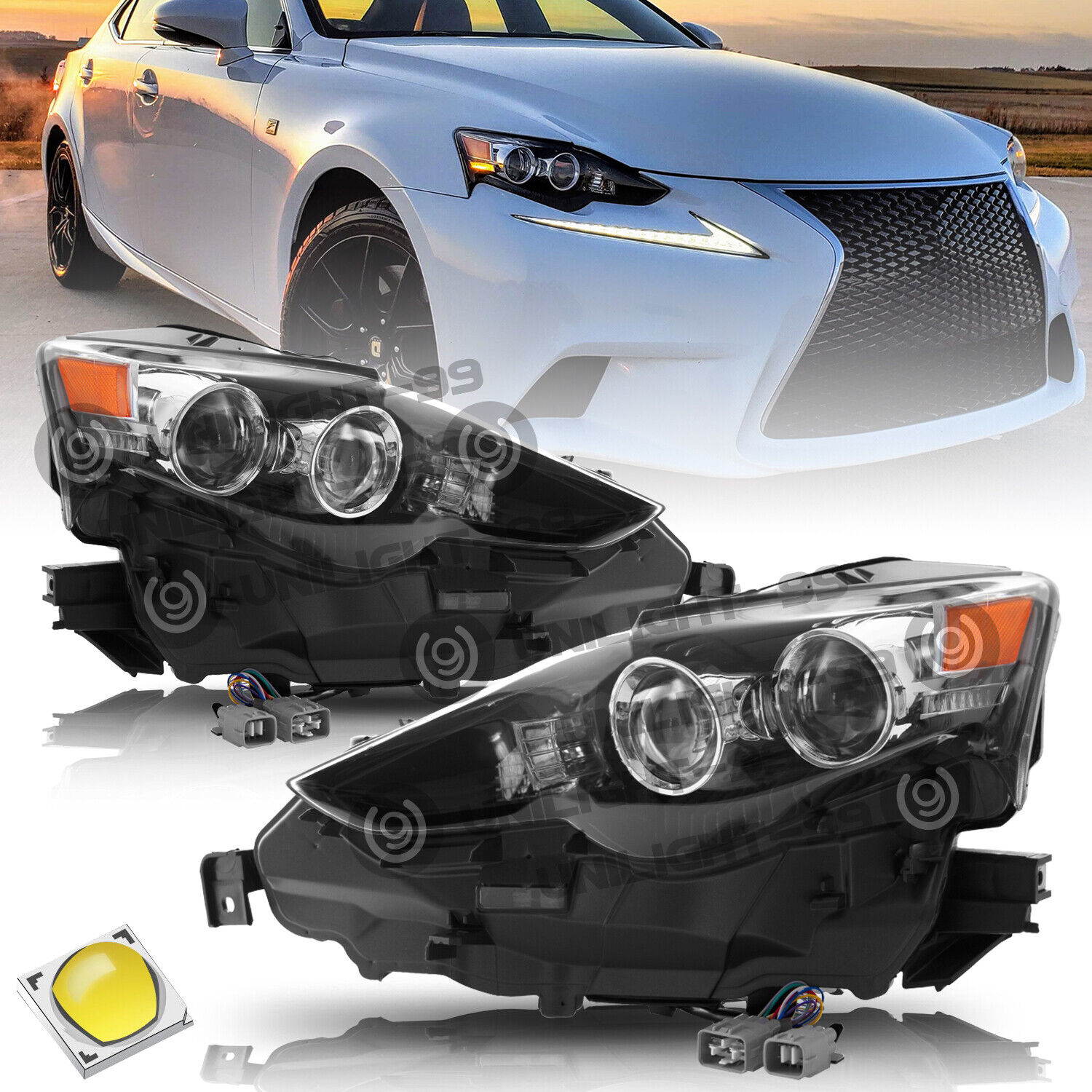 LED Headlight For 2014 2015 2016 XE30 Lexus IS250 IS200T IS300 IS350 L+R Pairs