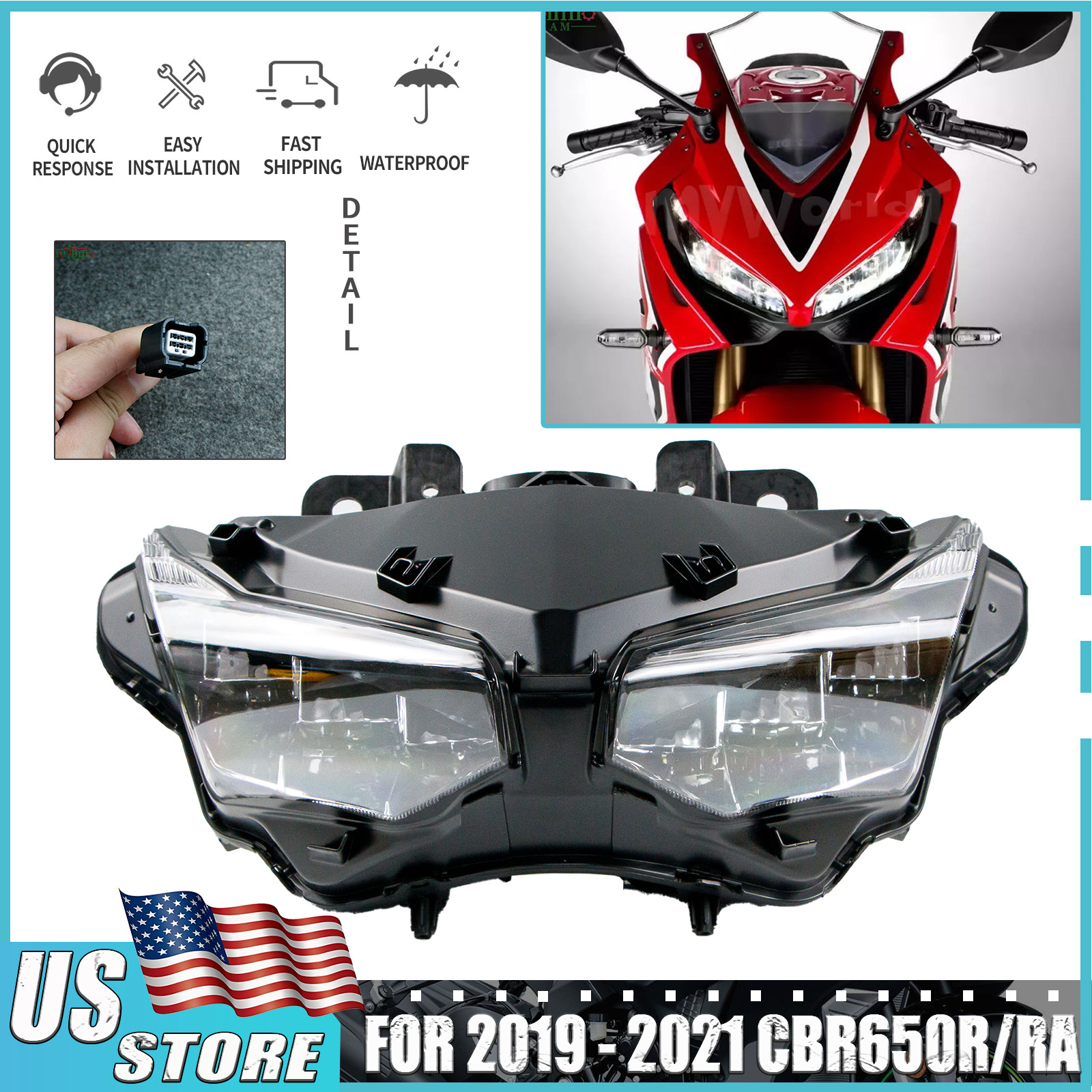 Headlight Front Lighting Fit For 2019-2021 Honda CBR650R/RA Indicator Light 2020