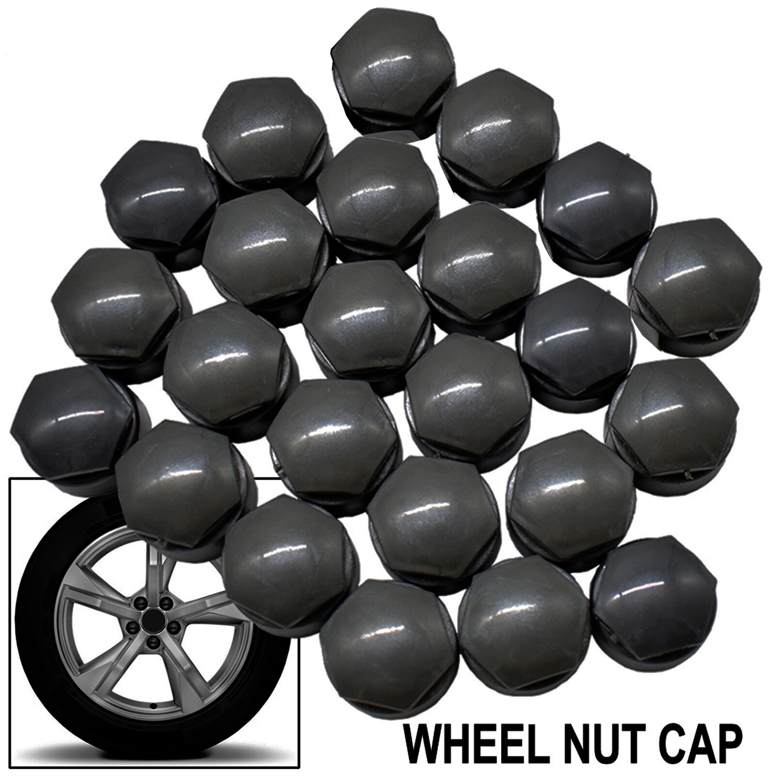 24x Black Car Wheel Lug Nut Center Covers Cap & Tool For Audi Q3 A4 S5 RS6 R8 TT