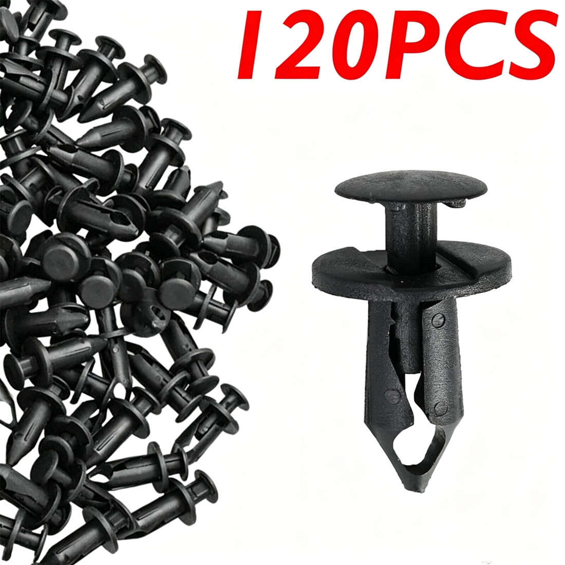120X 8mm Heavy‑Duty Push‑Pins Fits Bumper Fender Rivet Auto Fastener Clips