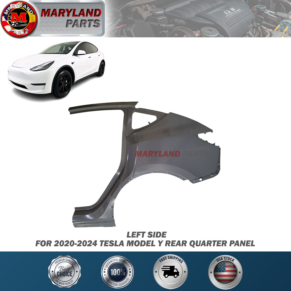 For 2020-2024 Tesla Model Y Left Rear Quarter Panel