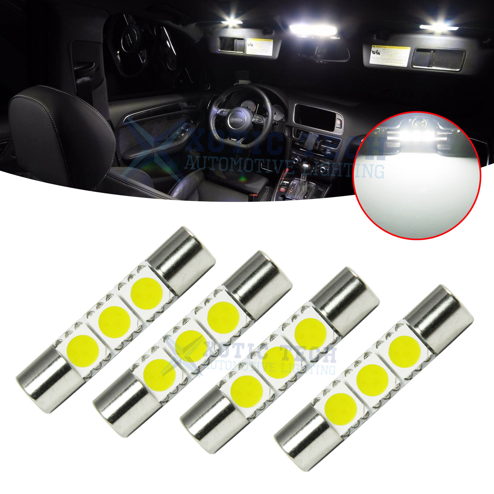4x White LED Interior Sun Visor Vanity Mirror Light Bulbs Lamps 6612F 6614F 6641 4x White LED Interior Sun Visor Vanity Mirror Light Bulbs Lamps 6612F 6614F 6641