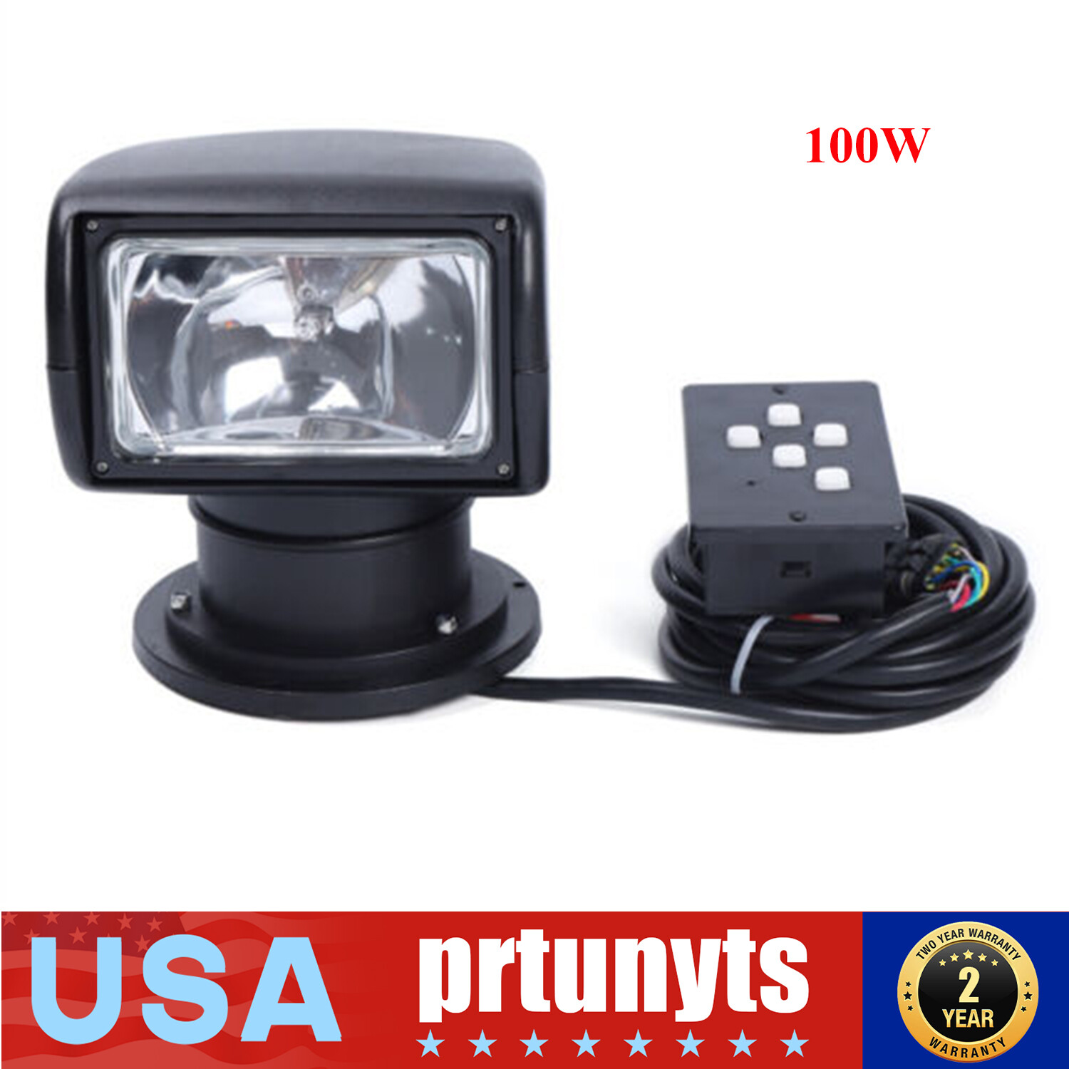 New 100W 360° Rotating Remote Control Searchlight Spotlight for Boat Car Offroad