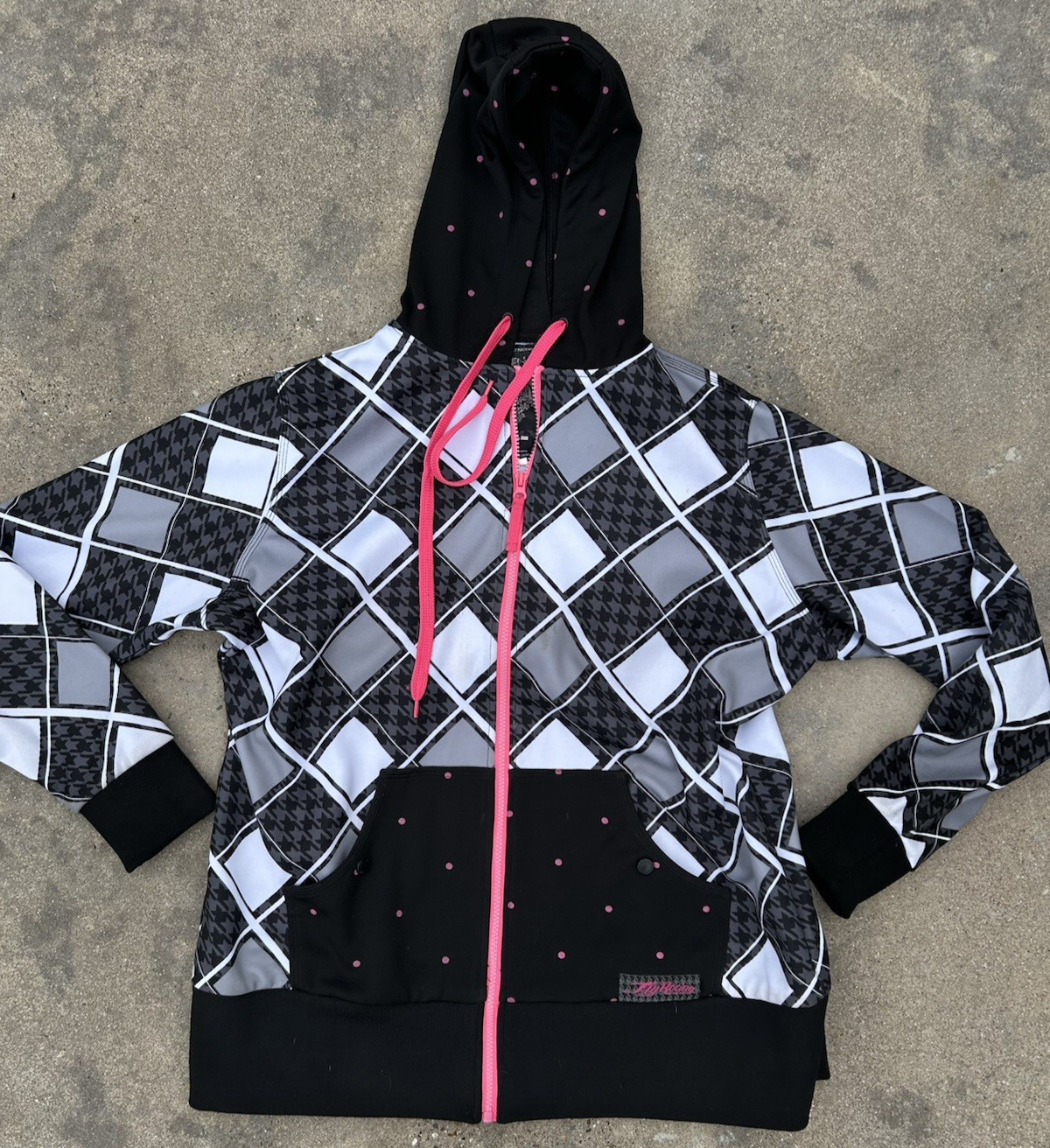 Women\'s Fly Racing Size Xl Kinetic Jersey Hot Pink Checkered Flag Black White