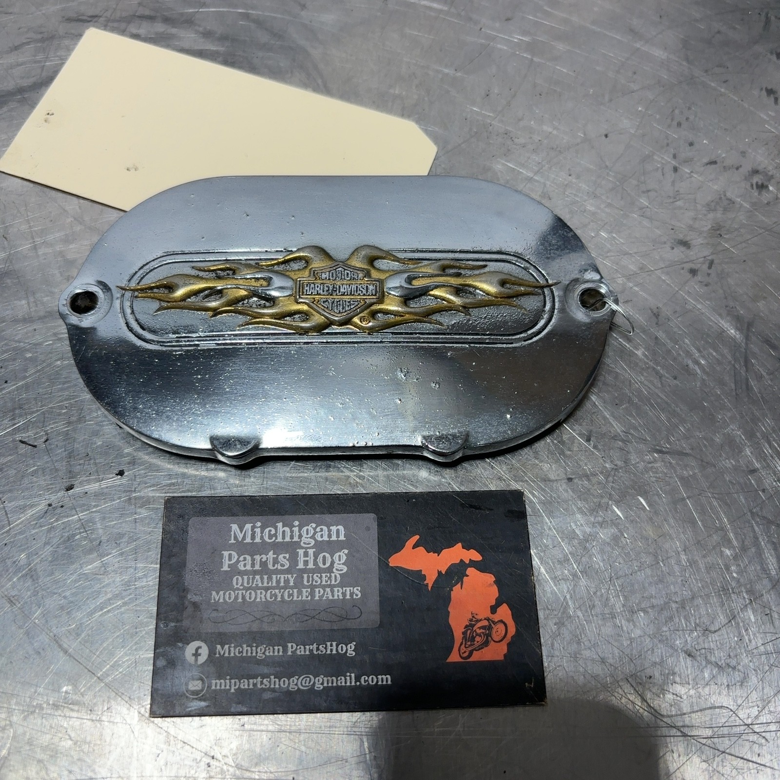 91-06? Harley Touring Softail Dyna OEM Flames Flame Transmission End Cover