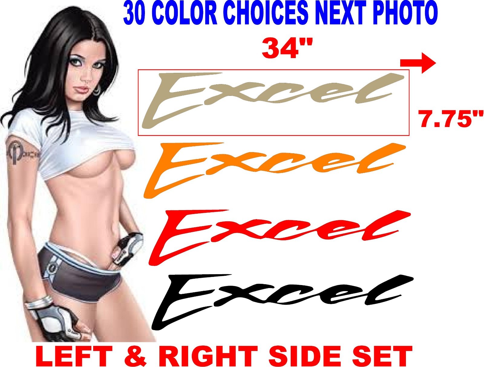 EXCEL BOAT  HULL SIDE REPLACEMENT 30 COLOR CHOICES
