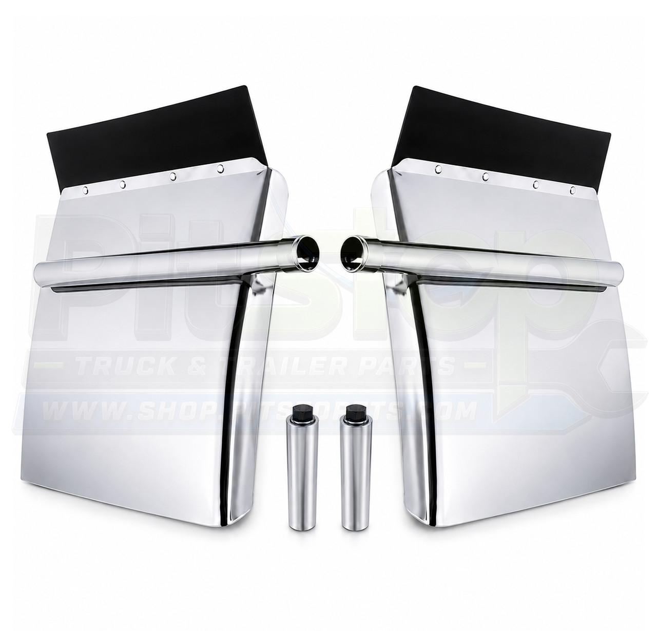 24x24 Stainless Steel Quarter Fender Set Universal Semi Truck with Posts