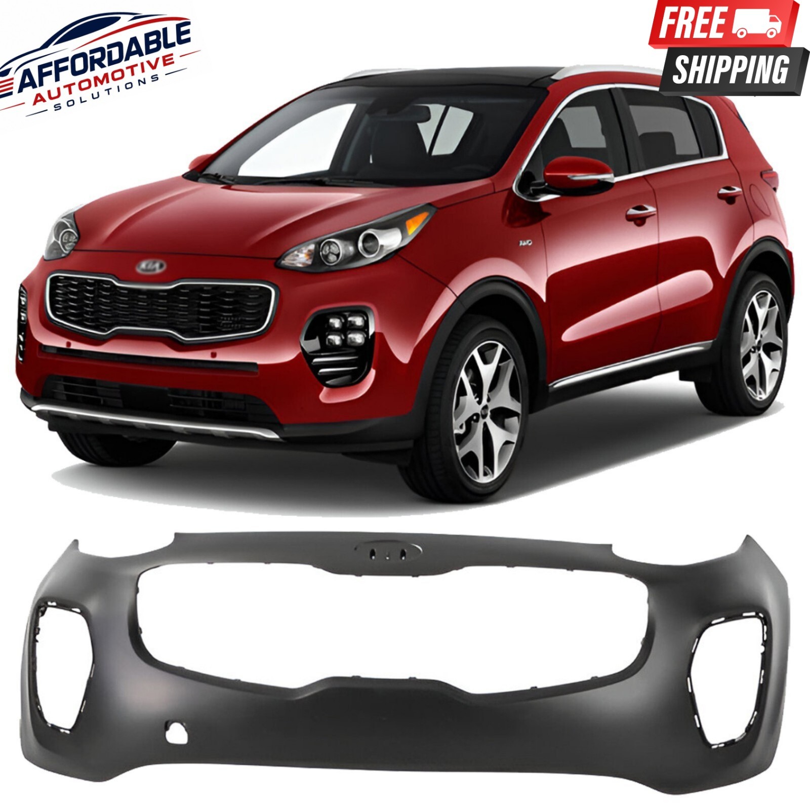 Front Bumper Cover Primed Plastic For 2017-2019 Kia Sportage