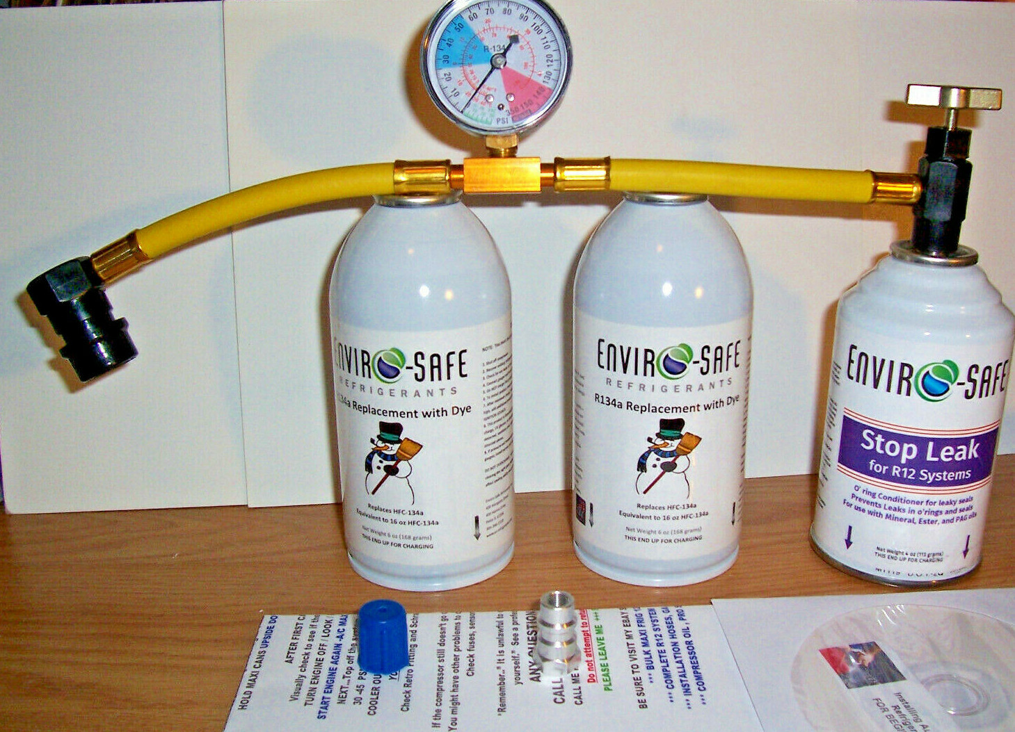 1995 & OLDER CAR REFRIGERANT KIT +STOP LEAK + RECHARGE R12 SYSTEMS 44oz EQIV