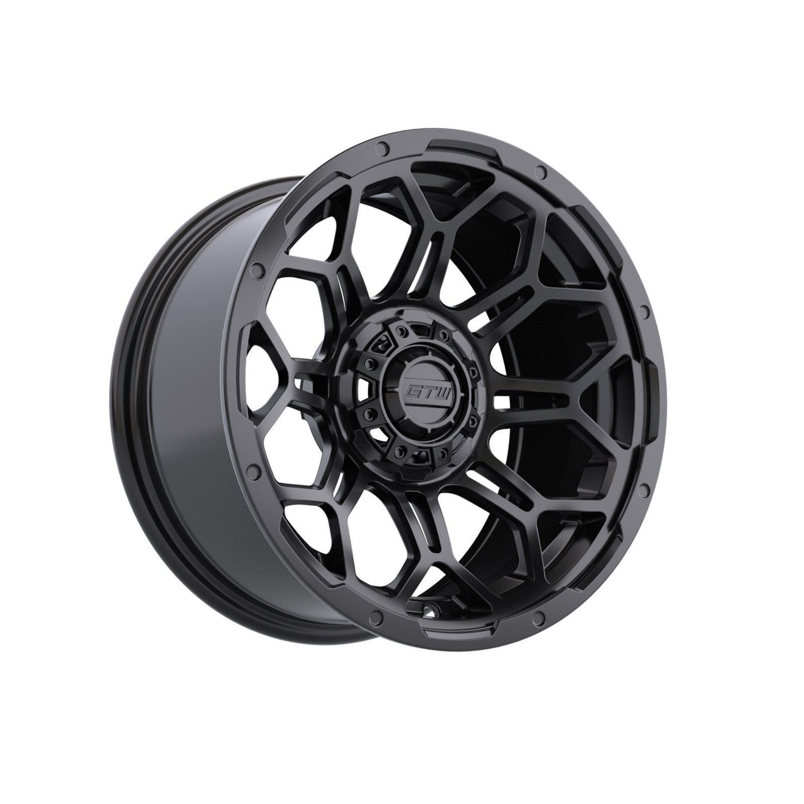 GTW Bravo Matte Black Golf Cart 14x7 Wheel |4x4 Bolt  3:4 offset (ET-25) |Each