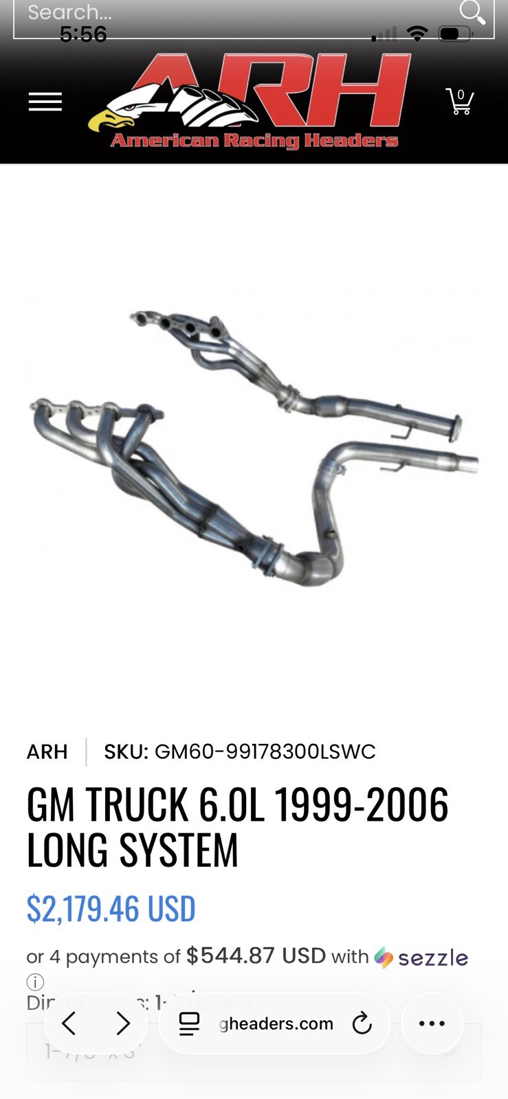 American Racing Long Tube Headers GM 6.0L 1999–2006 Truck 1-7/8” x 3” WITH CATS