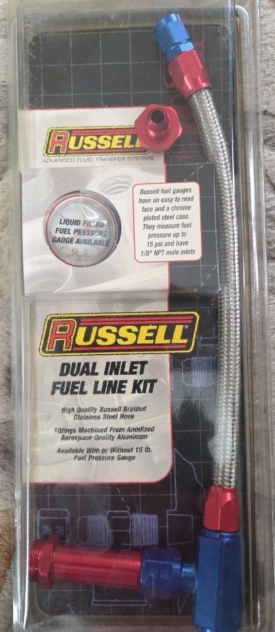 Russell Carburetor Fuel Inlet Kit 641090; Dual Feed Stainless for Holley 4150