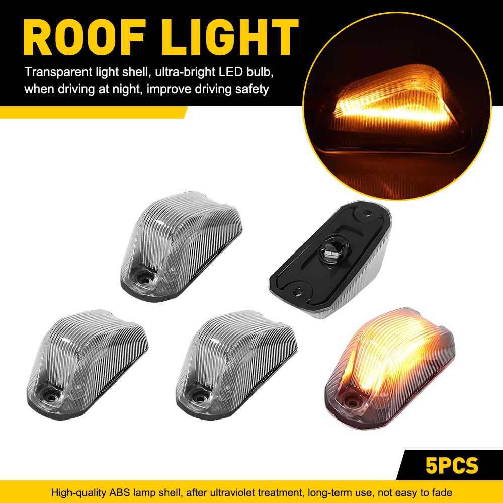 5x Clear Lens Roof Cab Marker Amber Lights Set For Dodge 2014-2023 RAM Promaster