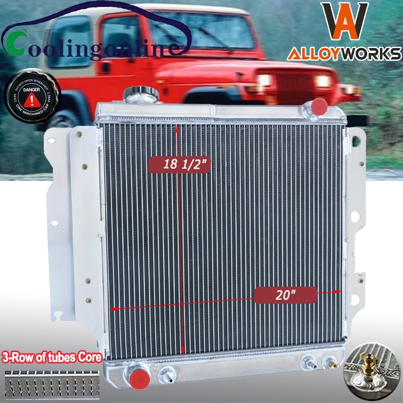 3 Row Aluminum Radiator fits 1987-2006 88 Jeep Wrangler L4 2.4L 2.5L V6 4.0 4.2L